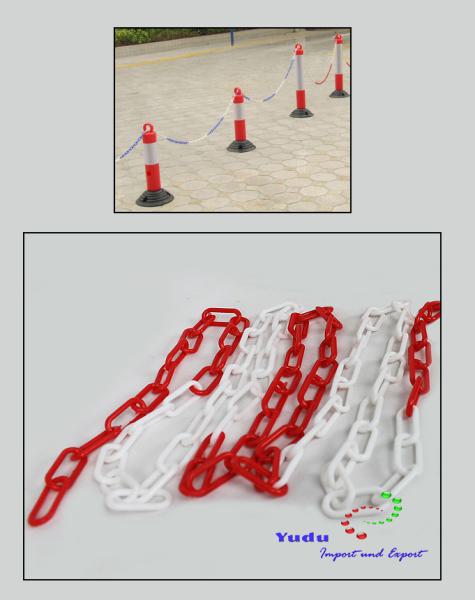 Absperrkette Kunststoff Meterwaren rot-weiß